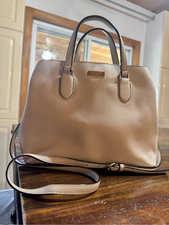 kate spade Handbags - kate spade beige leather satchel with crossbody strap